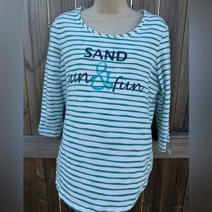 Zenergy by Chico’s Striped 3/4 Sleeve Top - Size 1 (Equivalent to Medium)